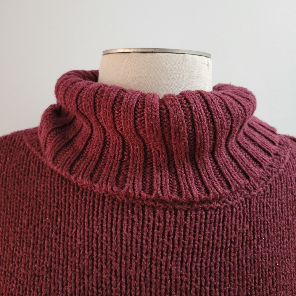 Old Navy Maroon Turtleneck High Low Knit Sweater Large - Picture 5 of 6